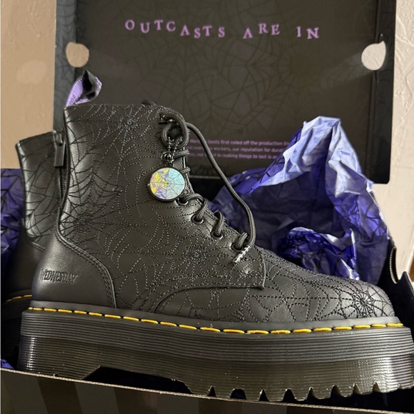 Dr Martens Limited Edition Wednesday Addams Jadon Boots - Picture 1 of 9